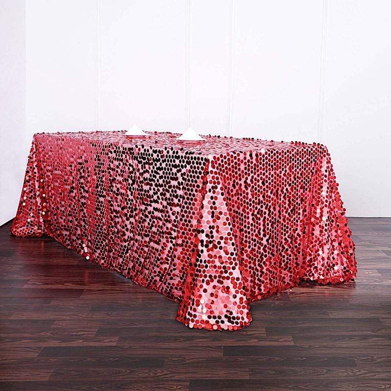 90x156" Large Payette Sequin Rectangular Tablecloth TAB_71_90156_RED