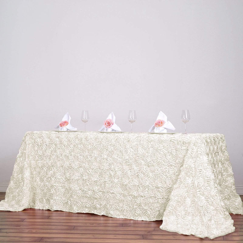 90x156" Satin Ribbon Roses Rectangle Tablecloth