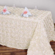 90x156" Satin Ribbon Roses Rectangle Tablecloth