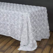 90x156" Satin Ribbon Roses Rectangle Tablecloth