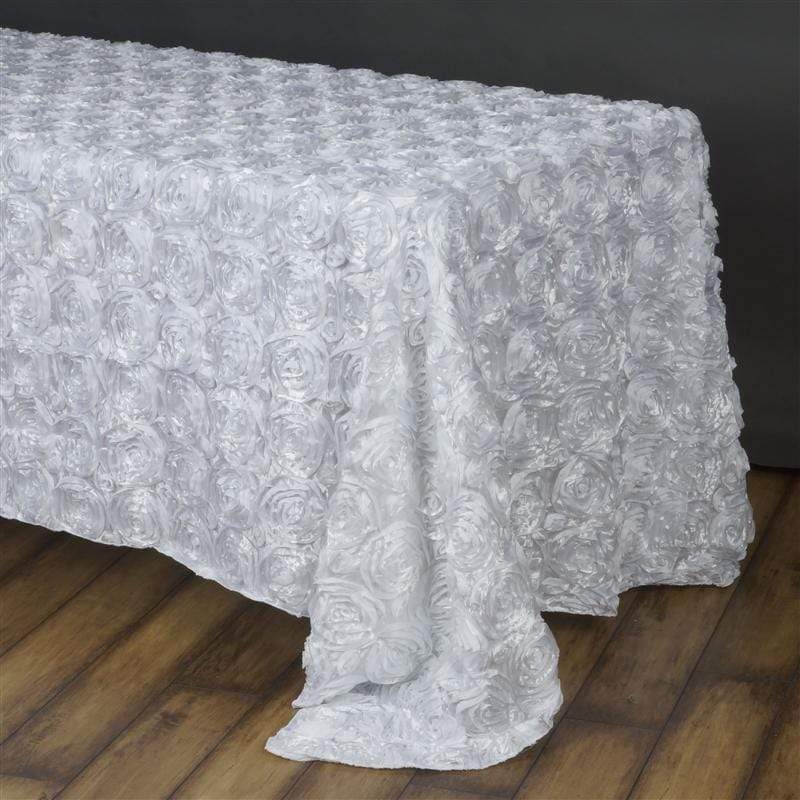 90x156" Satin Ribbon Roses Rectangle Tablecloth