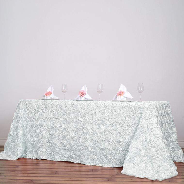 90x156" Satin Ribbon Roses Rectangle Tablecloth