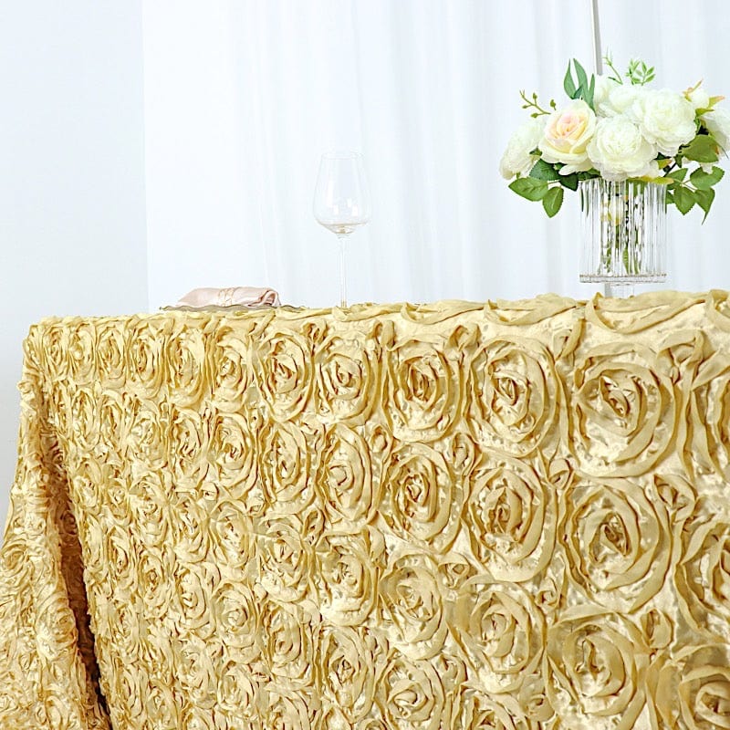 90x156" Satin Ribbon Roses Rectangle Tablecloth
