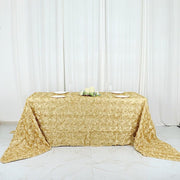 90x156" Satin Ribbon Roses Rectangle Tablecloth