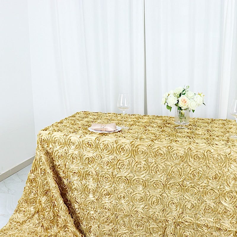 90x156" Satin Ribbon Roses Rectangle Tablecloth