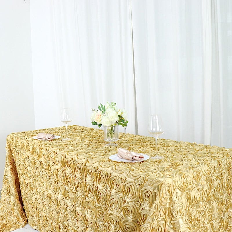 90x156" Satin Ribbon Roses Rectangle Tablecloth