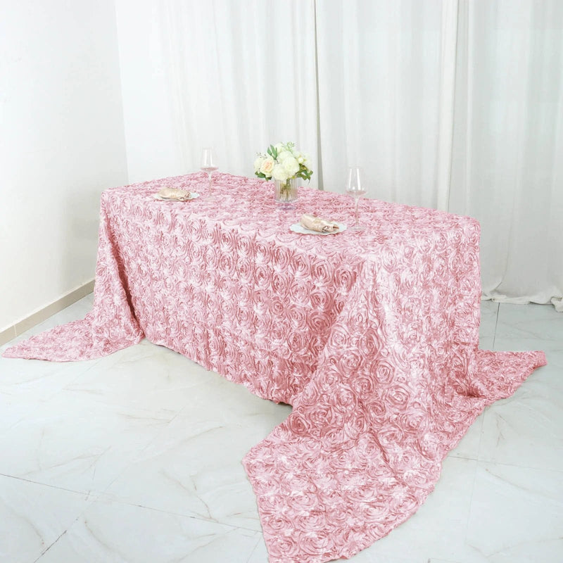 90x156" Satin Ribbon Roses Rectangle Tablecloth