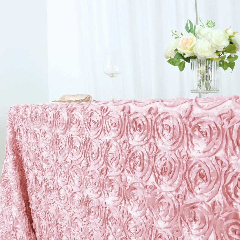 90x156" Satin Ribbon Roses Rectangle Tablecloth