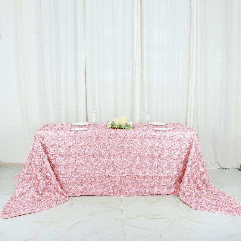 90x156" Satin Ribbon Roses Rectangle Tablecloth