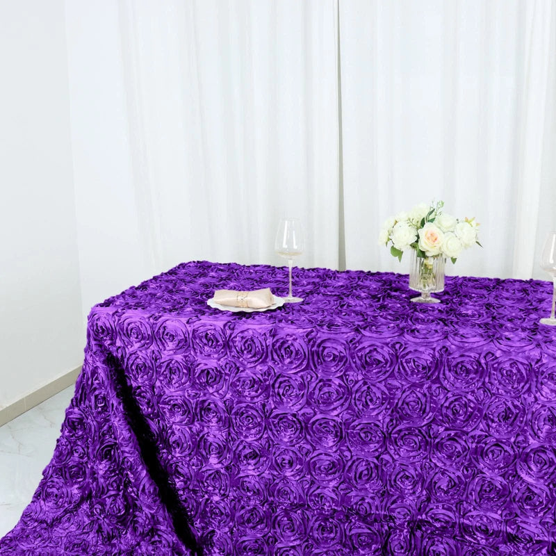 90x156" Satin Ribbon Roses Rectangle Tablecloth