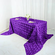 90x156" Satin Ribbon Roses Rectangle Tablecloth