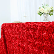 90x156" Satin Ribbon Roses Rectangle Tablecloth