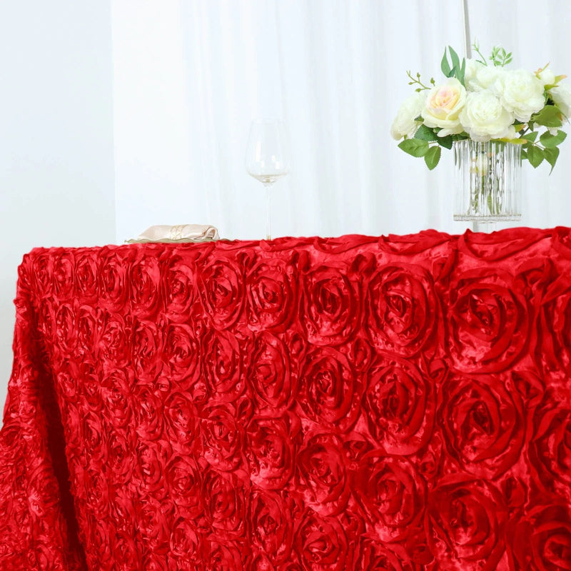 90x156" Satin Ribbon Roses Rectangle Tablecloth