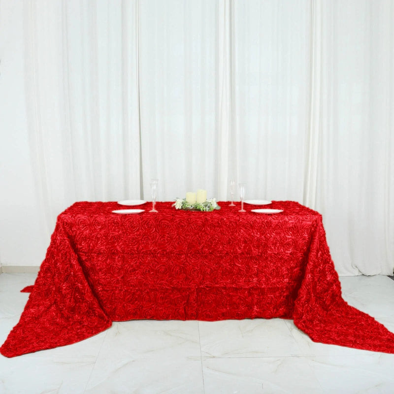 90x156" Satin Ribbon Roses Rectangle Tablecloth