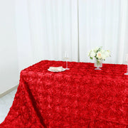 90x156" Satin Ribbon Roses Rectangle Tablecloth