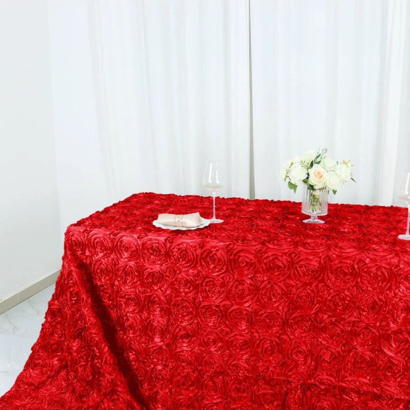 90x156" Satin Ribbon Roses Rectangle Tablecloth