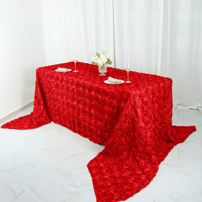 90x156" Satin Ribbon Roses Rectangle Tablecloth