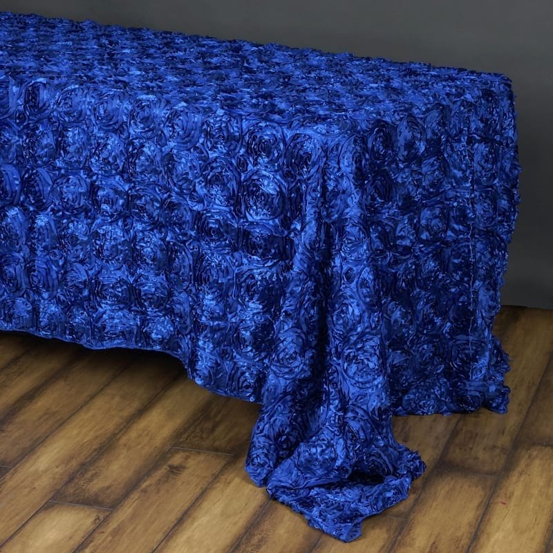 90x156" Satin Ribbon Roses Rectangle Tablecloth