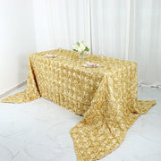 90x156" Satin Ribbon Roses Rectangle Tablecloth TAB_01_90156_CHMP