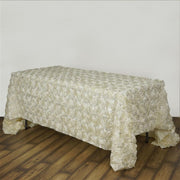 90x156" Satin Ribbon Roses Rectangle Tablecloth TAB_01_90156_IVR