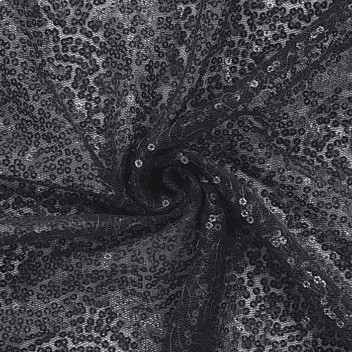 90x156" Sequined Rectangular Tablecloth - Black TAB_02_90156_BLK
