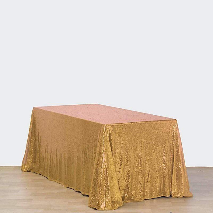 90x156" Sequined Rectangular Tablecloth - Gold TAB_02_90156_GOLD