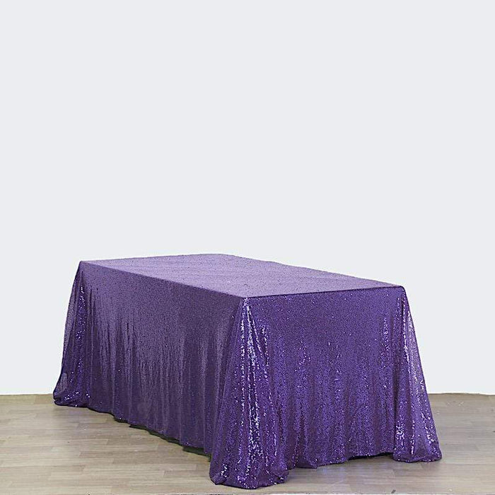 90x156" Sequined Rectangular Tablecloth - Purple TAB_02_90156_PURP