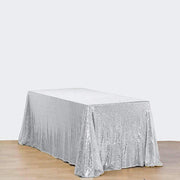 90x156" Sequined Rectangular Tablecloth - Silver Light Gray TAB_02_90156_SILV