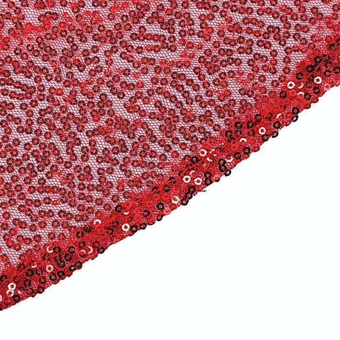 90x156" Sequined Rectangular Tablecloth- Red TAB_02_90156_RED