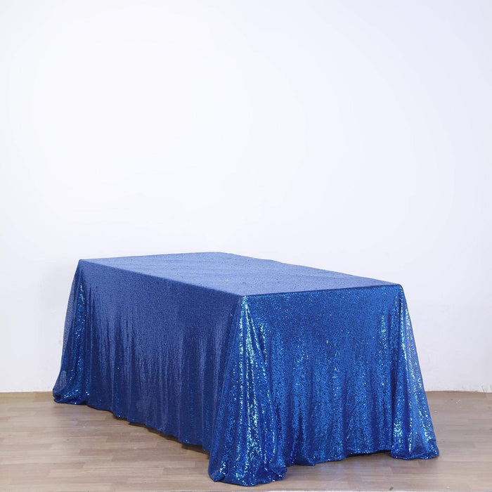 90x156" Sequined Rectangular Tablecloth - Royal Blue TAB_02_90156_ROY