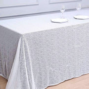 90x156" Sequined Rectangular Tablecloth - White TAB_02_90156_WHT