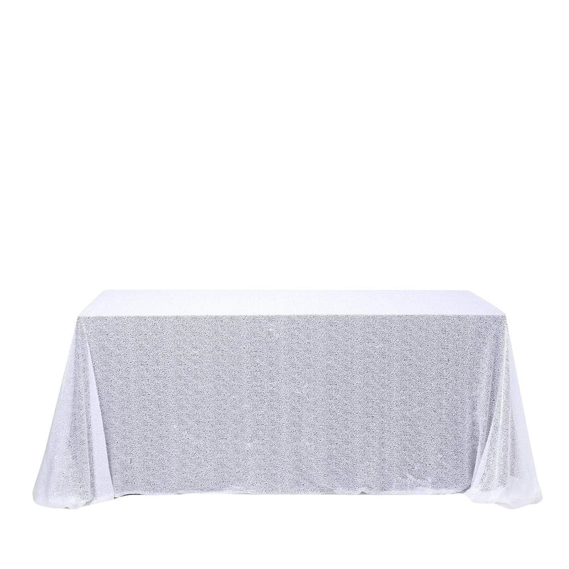 90x156" Sequined Rectangular Tablecloth - White TAB_02_90156_WHT