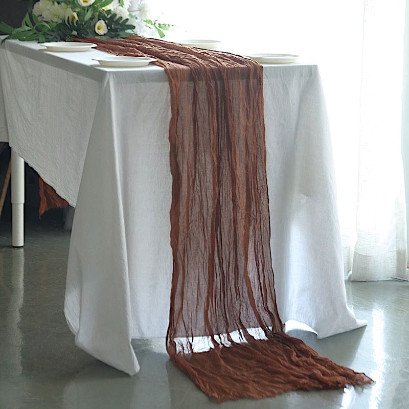 10 ft Cheesecloth Table Runner Cotton Wedding Linens RUN_CHES_BRN