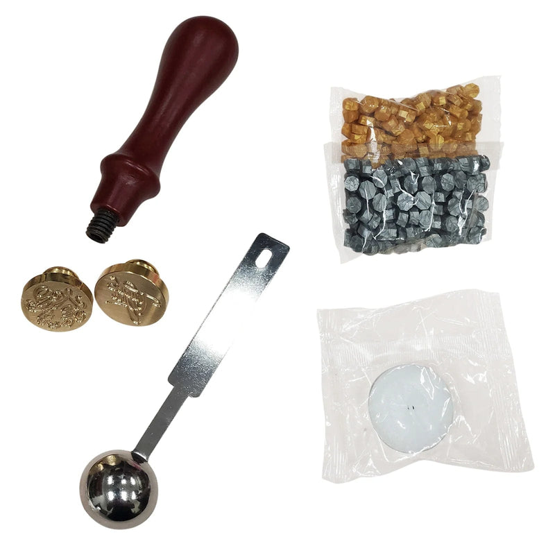 Antique "Thank You" and "With Love" Wax Seal Stamp Kit - Gold and Silver STK_SEAL_SMP01_GDSV