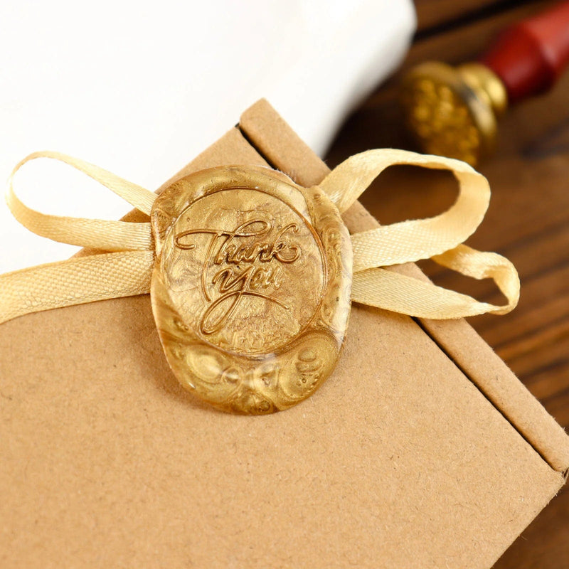Antique "Thank You" and "With Love" Wax Seal Stamp Kit - Gold and Silver STK_SEAL_SMP01_GDSV