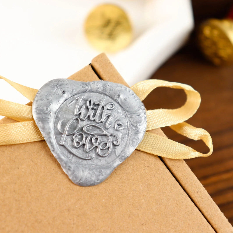Antique "Thank You" and "With Love" Wax Seal Stamp Kit - Gold and Silver STK_SEAL_SMP01_GDSV