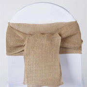 Burlap Chair Sash Bows Ties Wedding Decorations - Natural SASH_JUTE_NAT