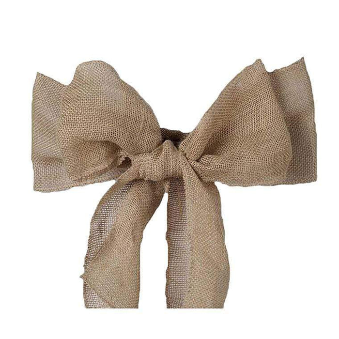 5 x 108 Natural Burlap Chair Sash with Lace - Light Brown and White