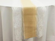 Burlap Lace Table Runner - White on Natural RUN_JUTE_LACE_NAT