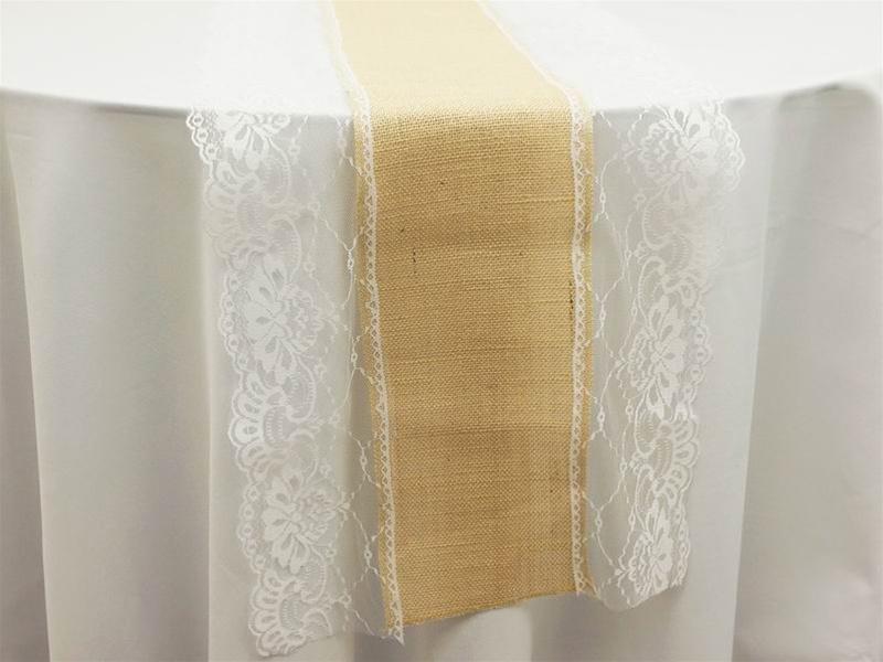 Burlap Lace Table Runner - White on Natural RUN_JUTE_LACE_NAT