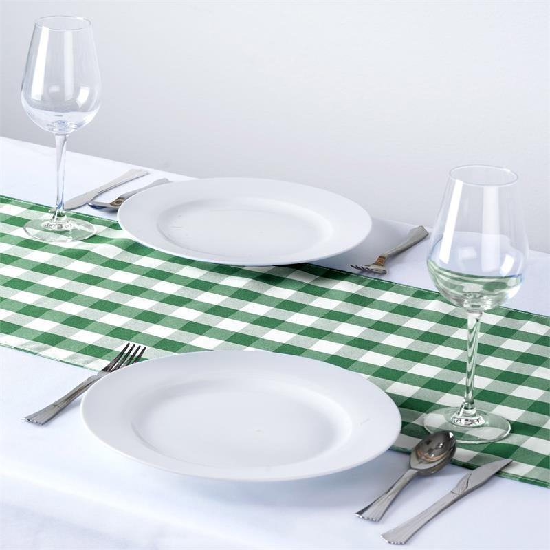 Checkered Gingham Polyester Table Runner RUN_CHK_GRN