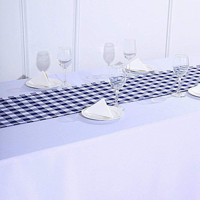 Checkered Gingham Polyester Table Runner RUN_CHK_NAVY