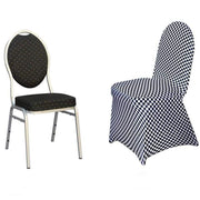 Checkered Spandex Stretchable Chair Cover - Black and White CHAIR_SPXCHK_BLK