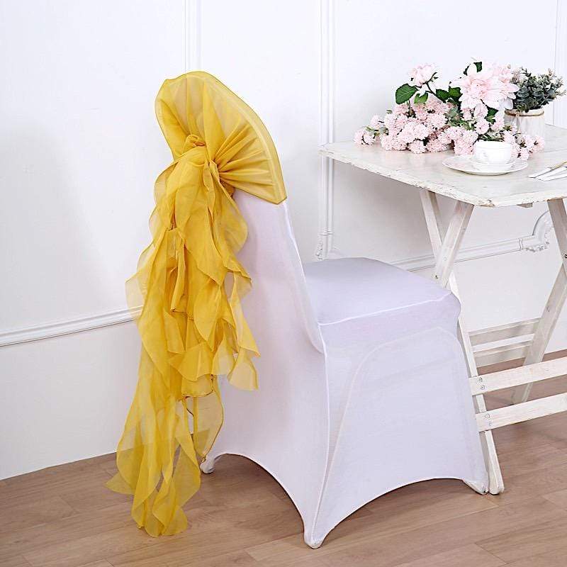 Chiffon Curly Chair Sash Bows Ties Wedding Decorations