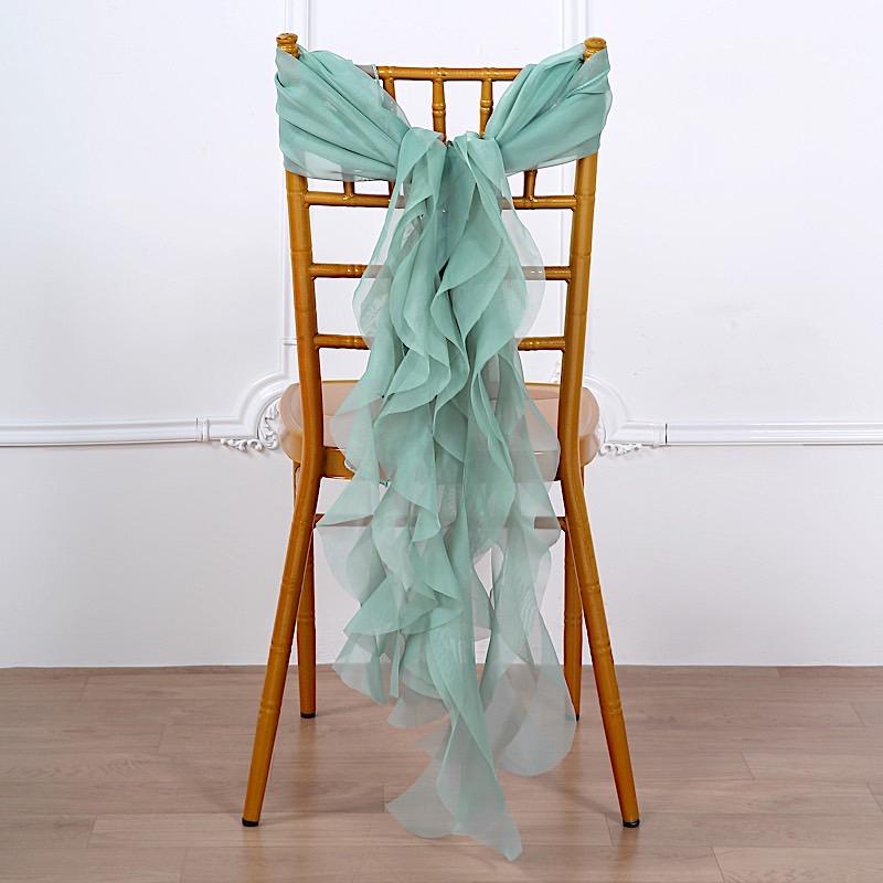 Chiffon Curly Chair Sash Bows Ties Wedding Decorations