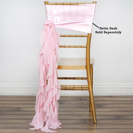 Chiffon Curly Chair Sash Bows Ties Wedding Decorations SASH_03_046