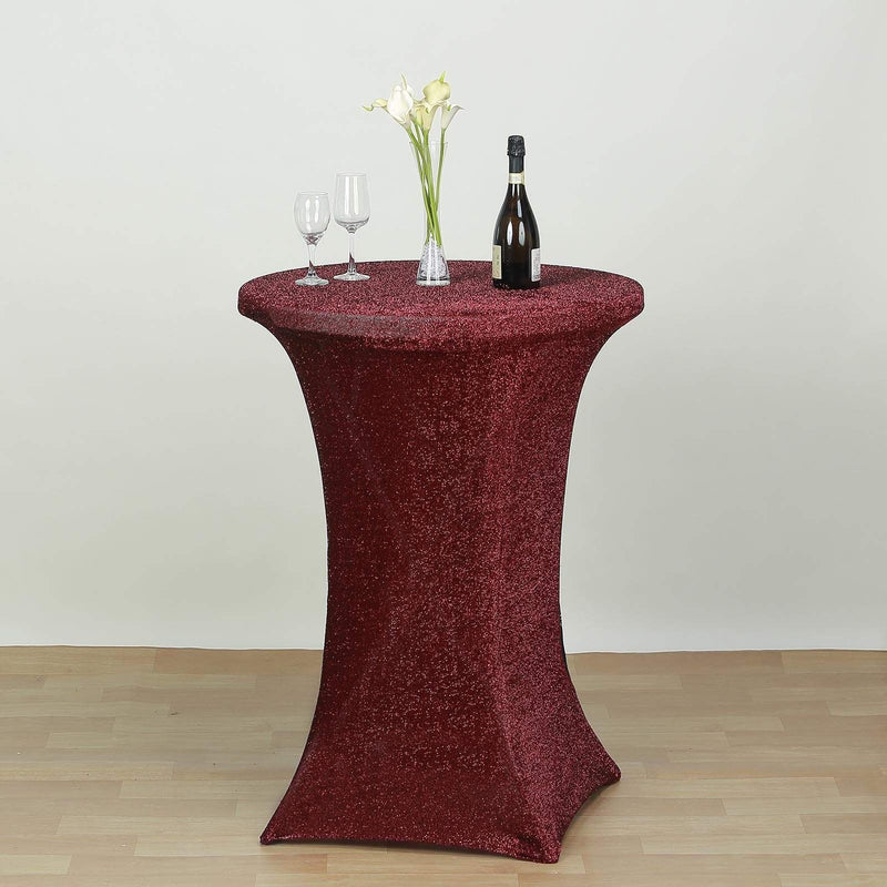 Cocktail Fitted Spandex Table Top Cover Metallic