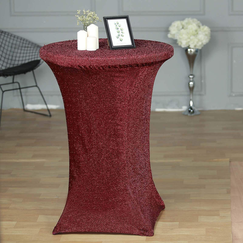 Cocktail Fitted Spandex Table Top Cover Metallic