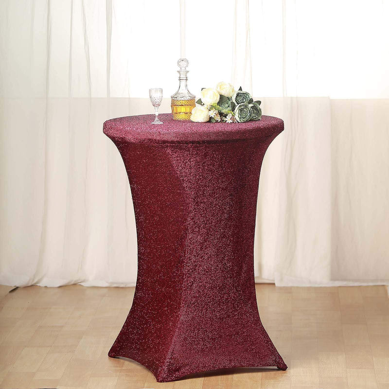 Cocktail Fitted Spandex Table Top Cover Metallic