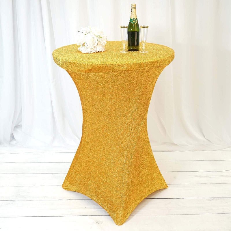 Cocktail Fitted Spandex Table Top Cover Metallic
